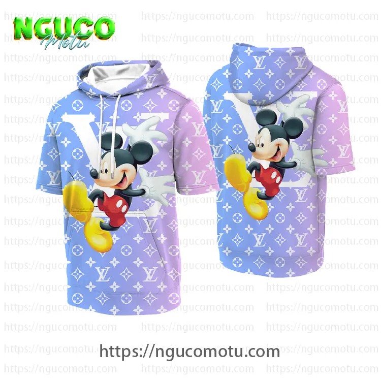 Louis vuitton and disney mickey mouse movie hooded short sleeve t-shirt gift uninque for kid man women